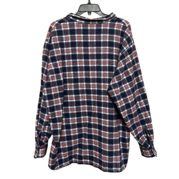 VTG Vermont Flannel Co. Shirt Blue Plaid Henley Button Up Mens Medium Hiking - Picture 3 of 6